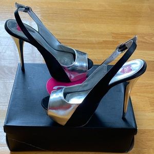 High platform black & silver stiletto